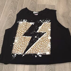 Miss Popular Woman’s Black And Cheetah Print Tank Top  Size M